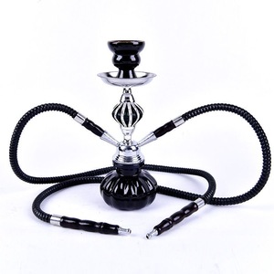 Cachimba de Vidrio Azul con Doble Manguera, Set de Shisha con Base Metálica, Estilo Árabe, para Bar, Fiesta, Viajes - Product Image 4