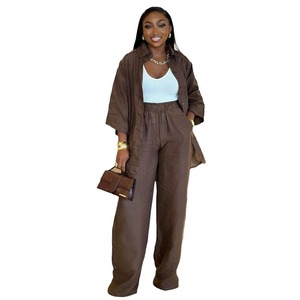 Conjunto <span class=keywords><strong>de</strong></span> Ropa para <span class=keywords><strong>Mujer</strong></span>, Camisa <span class=keywords><strong>de</strong></span> Verano Informal y Elegante <span class=keywords><strong>de</strong></span> Manga Tres Cuartos, <span class=keywords><strong>Pantalones</strong></span> <span class=keywords><strong>de</strong></span> Dos Piezas - Product Image 5