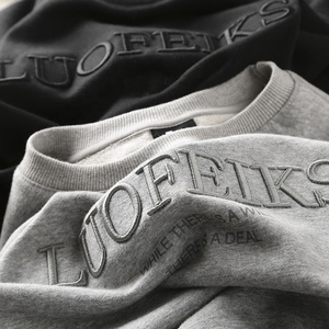 T-shirts en coton personnalisés brodés en 3D pour hommes, vente en gros, avec logo personnalisé, T-shirt épais 100 % coton pour hommes - Product Image 1