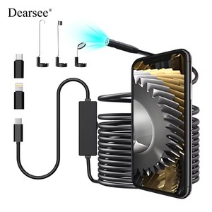 Caméra d'inspection Dearsee 3m 3 en 1, endoscope, caméra de <span class=keywords><strong>canalisation</strong></span> 1920P HD, caméra de boroscope 8mm 8LED, mini caméra industrielle pour Android/<span class=keywords><strong>iPhone</strong></span> IOS - Product Image 3
