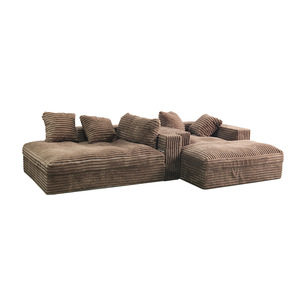 Modular <b>Sofa</b> <b>Bed</b> L-Shape Foam Cushion Living Room Solid Color Flax Fabric - Product Image 1