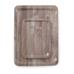 Vassoio di Servizio AmerBox in Melamina con Stampa Effetto Legno Scuro 370x530mm, Elegante Texture Legnosa per Uso Domestico o Commerciale - Product Image 1