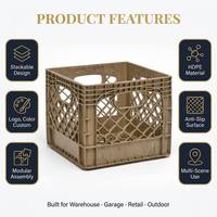 Caisse de rangement robuste en HDPE colorée avec logo personnalisé, caisse de transport, caisse à lait, vente en gros de caisses en plastique, vente directe d'usine