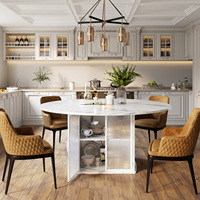 Table à manger ronde en bois finition marbre avec rangement pour bouteilles de vin, style moderne pour la maison, 47 pouces, spacieuse