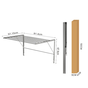 Outdoor Two Adjustable Stainless Steel <strong>Wall</strong> <strong>Mounted</strong> Drying Rack Foldable Metal <strong>Hanging</strong> <strong>Clothes</strong> Drying Rack - Product Image 3