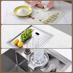 Évier miniature en acier inoxydable HuSheng 304, évier de bar encastré avec couvercle, rince-verre intégré pour îlot de cuisine - Product Image 4