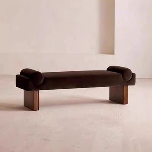 French Retro Ottoman Bench Chair Changing Shoes Vintage Fabric Side Stools Nordic Living Room Chair Shoe Changing Stool - Product Image 3