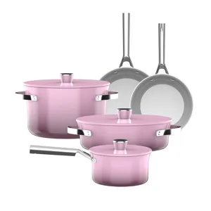 New Design 1~13 Pieces Pink Aluminum Kitchen Nonstick Frying Pan Non Stick Cookware Sets