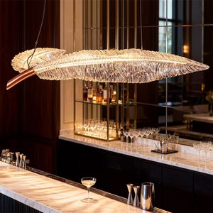 Lustre moderne à LED en plumes pour villa, grenier, duplex, escalier et hall d'hôtel, plumes en résine légères - Product Image 3