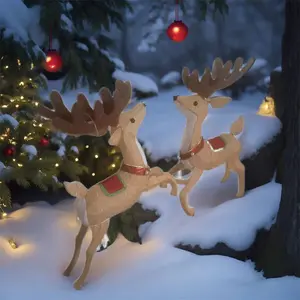 Decoração de Natal e Páscoa, decoração de Natal e Páscoa, champanhe, veado duplo de 24 polegadas, coelho de Páscoa ao ar livre, 24 polegadas