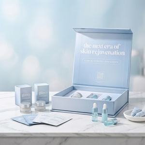 With Custom Brand Logo Premium Light Blue Paper Cardboard Box of Eco-friendly Biodegradable Materials for Skincare <b>Set</b> Packaging - Product Image 1