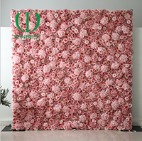 Panel Bunga Mawar Buatan 3D 5D Kustom Grosir, Latar Belakang Bunga Hydrangea Pink untuk Dekorasi Dinding Latar Belakang Pesta Pernikahan