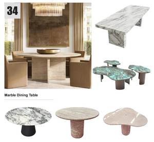 Muebles rectangulares personalizados de piedra Natural de lujo, gran tragaluz, cuarcita, cocina, mesa de comedor sin base de pedestal - Product Image 6