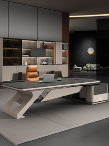LBZ-102X Luxury Executive <strong>Desk</strong> and Chair Set Minimalist Modern Design Anti-Collision <strong>Long</strong> <strong>Desk</strong> for CEO/Manager's Office - Product Image 5