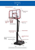 Support de basket-ball amovible à roulettes, réglable en hauteur, pour enfants, pour une utilisation multisports en extérieur