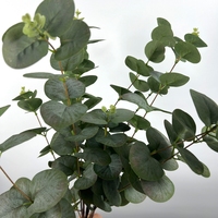 Ventes en gros de plantes artificielles en soie verte de haute qualité à tige unique, feuilles d'eucalyptus artificielles pour décoration intérieure, pot, vase, décoration de mariage