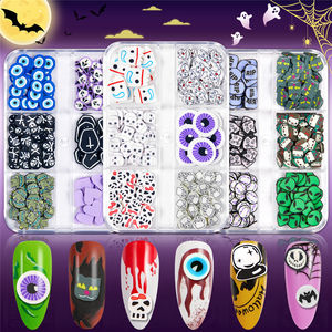 6 rejillas <span class=keywords><strong>para</strong></span> decoración de <span class=keywords><strong>uñas</strong></span> de Halloween, esqueletos horribles, <span class=keywords><strong>pegamento</strong></span> de bruja fantasma en rebanada de arcilla polimérica <span class=keywords><strong>para</strong></span> accesorios <span class=keywords><strong>para</strong></span> manualidades DIY - Product Image 5