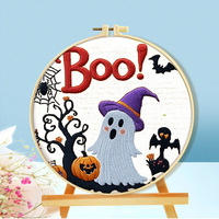 Kreuzstich Halloween Cartoon Stickerei-Set, Simulierte Feiertagsdekoration Faden-Stickerei