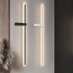 Applique Murale Linéaire en Aluminium, Style Nordique Minimaliste Moderne, pour Chambre à Coucher, Chevet, Salon, Décoration d'Ambiance, Luminaire LED Asymétrique - Product Image 4