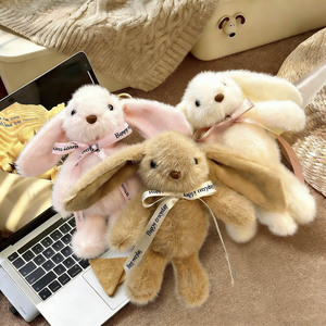 Cute Soft Plush Doll <b>Small</b> Ornament Pendant Long Ear Rabbit Keychains Student School <b>Bag</b> Accessory Claw Machine Wholesale - Product Image 1