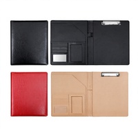 Carpeta de Archivos de Oficina Multifuncional de Cuero PU con Clip para Gerentes de Negocios, Tamaño A4, con Logotipo Personalizado, Calculadora y Bloc de Notas