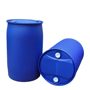 Hot Sale 200L HDPE Doppel deckel Kunststoff trommel blau Geschlossener Behälter 55 Gallonen Kunststoff zylinder für die Lagerung von Chemikalien