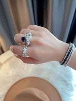 Bague tête de dragon rétro dominatrice en argent sterling 925 zircon cubique CZ Bague dragon plaquée or blanc