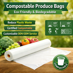 ถุงผลิตภัณฑ์ย่อยสลายได้ทางชีวภาพ ถุงผลไม้และผักแบบย่อยสลายได้จำนวนมาก 600 ชิ้น มาตรฐาน BPI <span class=keywords><strong>ABAP</strong></span> AS5810 ถุงย่อยสลายได้ OEM Ecopro - Product Image 2