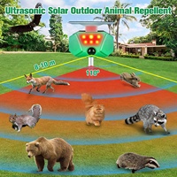 SAIJZEK Nouveau Design OEM Répulsif Solaire Ultrasonique Étanche IP66 Contre les Martres et les Chats pour l'Extérieur, Dispositif Anti-Animaux Sauvages