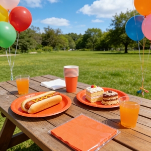 DAMAI Solid Color Party Supplies Bright <b>Orange</b> <b>Paper</b> Tablerware Disposable Party Dinnerware Set 9 Inch <b>Paper</b> Plate Cup Napkin - Product Image 1