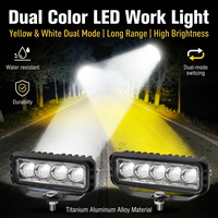 Lampe de travail LED à 4 lentilles DC 12V-60V, double couleur jaune et blanc, faisceau haut et bas, étanche, pour conduite tout-terrain, camion, SUV, VTT