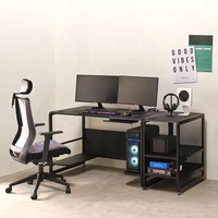 Bureau d'ordinateur en gros pour usine avec étagères de rangement double face 120cm 140cm, cadre métallique stable, pour bureau à domicile, étude ou gaming