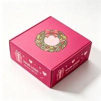 Boîte en carton ondulé rose personnalisée pour Noël, empilable, pliable, emballage en papier pour cadeaux, vêtements, boîte d'expédition avec logo