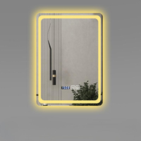 Miroir de salle de bain LED éclairé rectangulaire avec cadre en acier inoxydable, miroir mural tactile à intensité variable pour l'hôtellerie par Joystar
