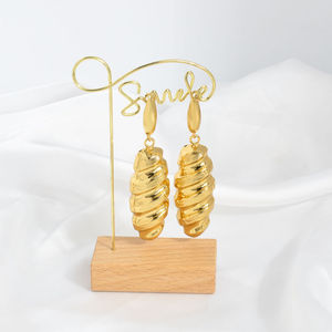 Boucles d'oreilles pendantes en laiton plaqué or de haute qualité, forme goutte d'eau, couleur or, pour femmes, taille personnalisable, usage quotidien - Product Image 4
