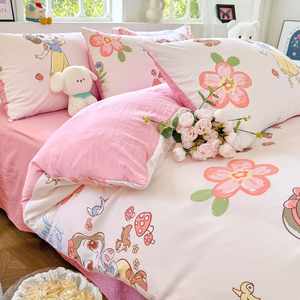 Bộ ga trải giường cotton họa tiết hoạt hình cỡ King 4 món, bộ chăn ga gối đệm tùy chỉnh - Product Image 4