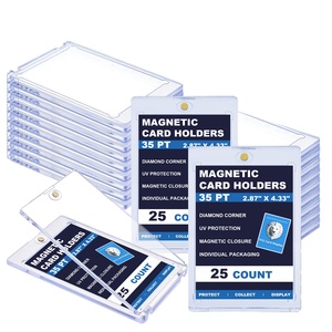 Lot de 25 porte-cartes magnétiques à une touche, étuis de rangement rigides en plastique pour collection de cartes de sport, football, baseball - Product Image 1