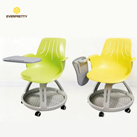 Chaise d'étude pivotante en plastique moderne et personnalisable pour étudiants, mobilier universitaire, chaise mobile pour salle de formation