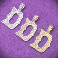 Directo de fábrica para hombre Hip Hop GRA Bling VVS Baguette Moissanite 925 colgante de plata con D-Cluster Letter Passes Diamond Tester