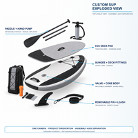 Planche de paddle gonflable personnalisée avec pagaie, pompe à air, laisse, sac à dos et personnalisation OEM pour les détaillants de sports nautiques