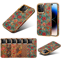 Étui de téléphone Denior Cork à imprimé floral avec cadre électro-plaqué, compatible avec la charge magnétique pour iPhone 15/14/13/12 Series