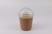 Couvercle dôme personnalisé en PET jetable en forme de U pour gobelet simple paroi 12 oz, emballage pour boissons froides, thé au lait, café à emporter, conception anti-fuite