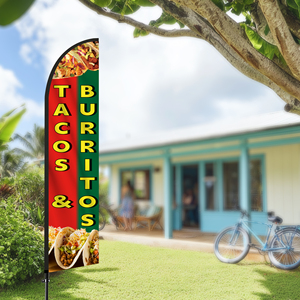 2.5*11.5 FT BURRITOS TACOS High Quality Custom Feather <b>Flags</b> Beach <b>Flag</b> for Beach Party and Advertising Promotions - Product Image 5
