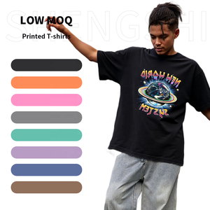 Camiseta Shengshi para hombre, algodón, 320g, lavado Mineral, Retro, cuello redondo Regular, diario, suave para impresión personalizada, camiseta al por mayor a granel para adultos - Product Image 1