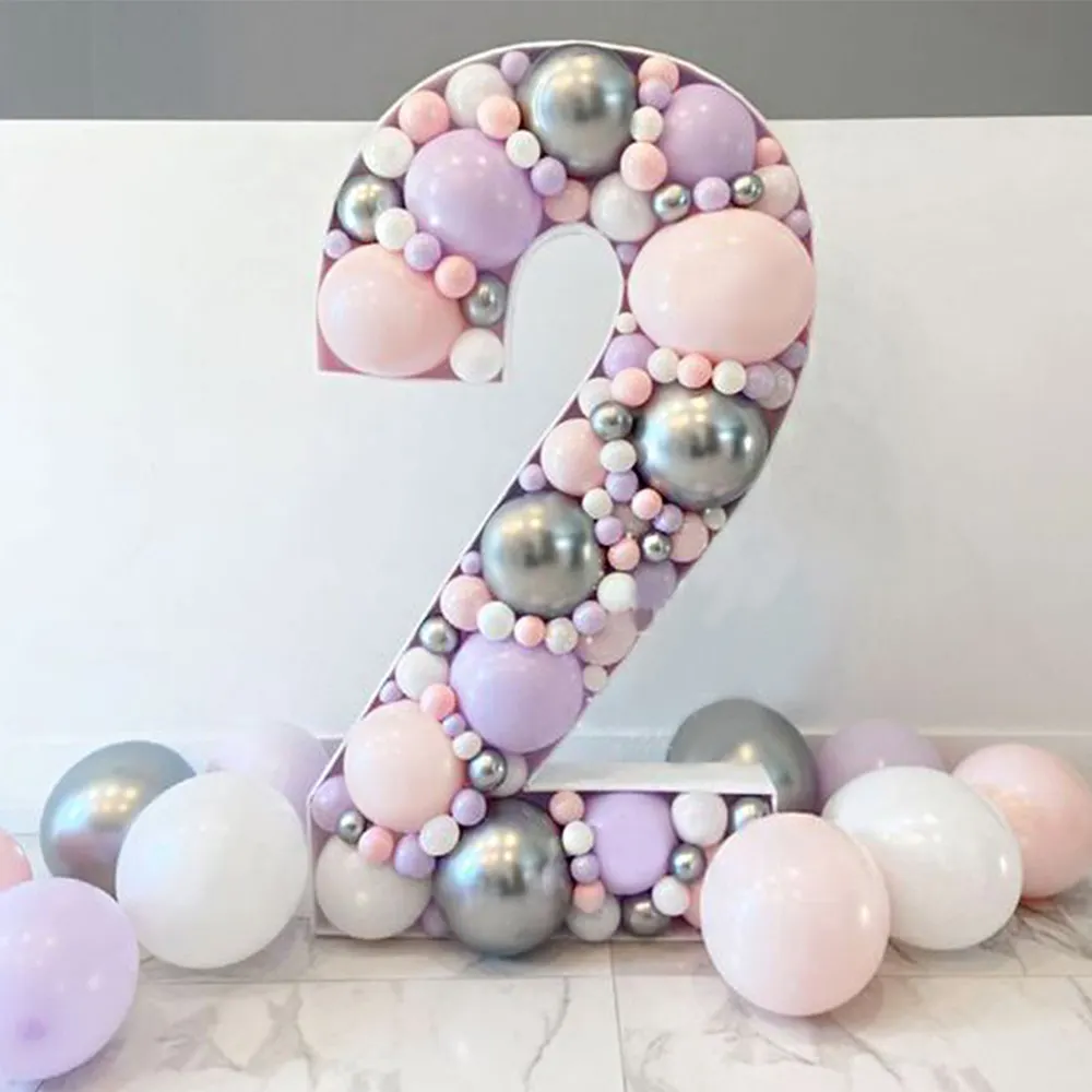 73/100/120 CM Nombre Mosaïque Ballon Cadre DIY Nombre 0-9 Ballon Boîte De Remplissage Enfant Fête D'anniversaire Anniversaire De Mariage Toile de Fond