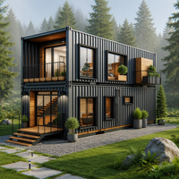 Rumah Kontainer Baja Modular Modern Tahan Cuaca 40ft yang Sudah Terpasang dengan Kamar Mandi, Dapur, dan Dek