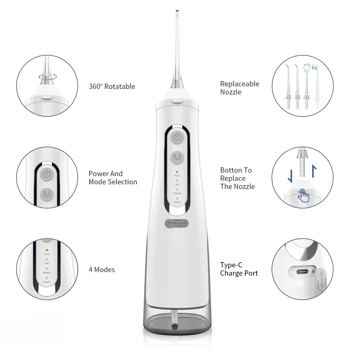 Fabricant professionnel OEM ODM 4 Modes nettoyeur de dents intelligent dispositif de nettoyage de fil dentaire irrigateur buccal hydropulseur