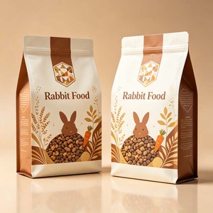 Sachet personnalisé à fond carré avec fermeture éclair, emballage anti-humidité et anti-lumière pour granulés de lapin secs, aliments pour petits animaux (nouilles/salades), stockage scellé - Product Image 2