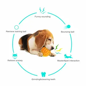 卸売不滅の無毒のインタラクティブな歯の研削クリーニングTPR犬の噛むおもちゃローリングボール音きしむ犬のおもちゃ