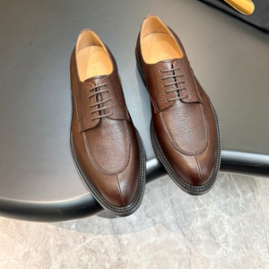 Chaussures habillées formelles pour hommes, style italien, en cuir pleine fleur, fabriquées à la main, à enfiler, type Derby - Product Image 4